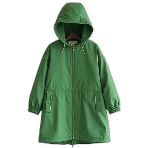 jacket, green, sunshine, rain, women, coat, light, hooded transparent PNG cut-out