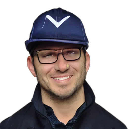 staff, hat, jacket, face transparent PNG cut-out