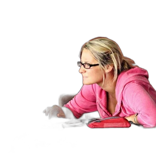 photorealistic, cartoon, concept art, 3d render, woman, pink, hoodie, works transparent PNG cut-out