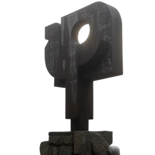 sword, robot, furniture, weapon, 3d render, concept art, photorealistic, dark transparent PNG cut-out