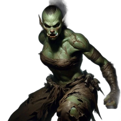 creature, staff, concept art, fantasy art, comic book art, photorealistic, green, earth tones transparent PNG cut-out
