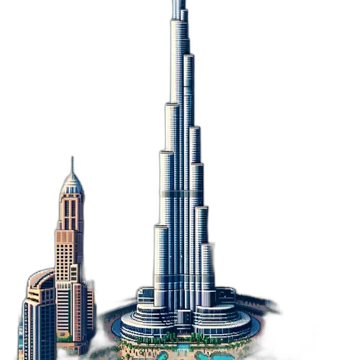 building, concept art, pixel art, 3d render, vaporwave, city street, picture, displays transparent PNG cut-out
