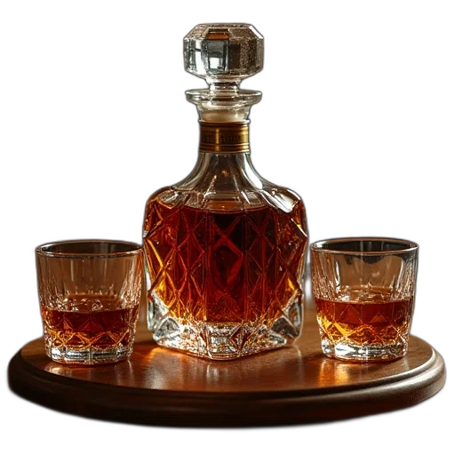 crown, liquor, decanter, set transparent PNG cut-out