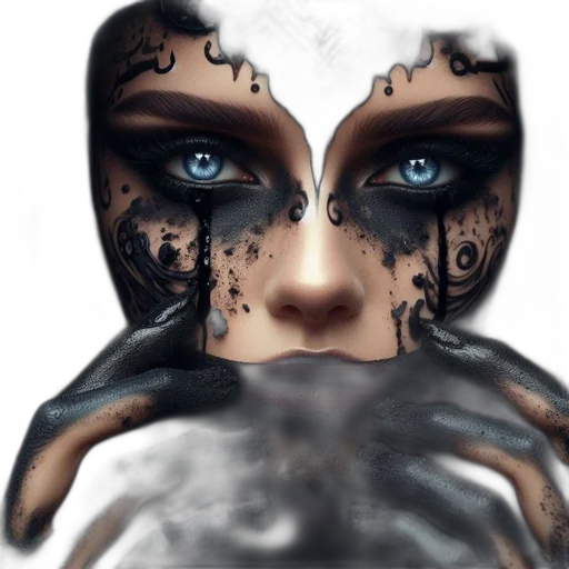 mask, face, creature, dragon, fantasy art, photorealistic, concept art, 3d render transparent PNG cut-out