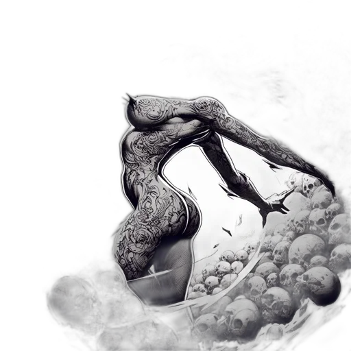 tree, creature, dragon, hair, concept art, fantasy art, pencil sketch, photorealistic transparent PNG cut-out