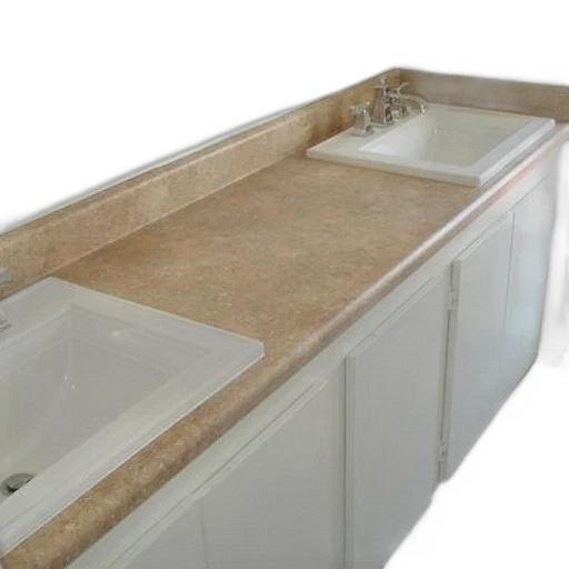 furniture, 3d render, earth tones, bathroom, vanity, two, sinks, white transparent PNG cut-out