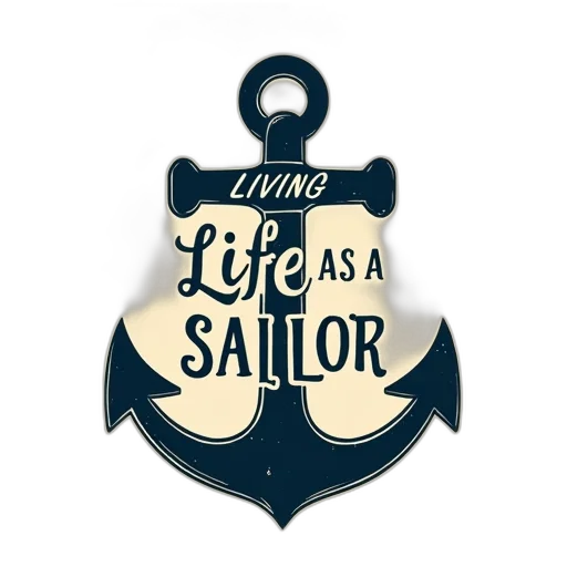 second, image, stylized, illustration, ship, anchor, words, living transparent PNG cut-out
