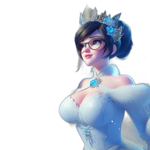 dress, crown, staff, concept art, fantasy art, 3d render, photorealistic, snowy transparent PNG cut-out