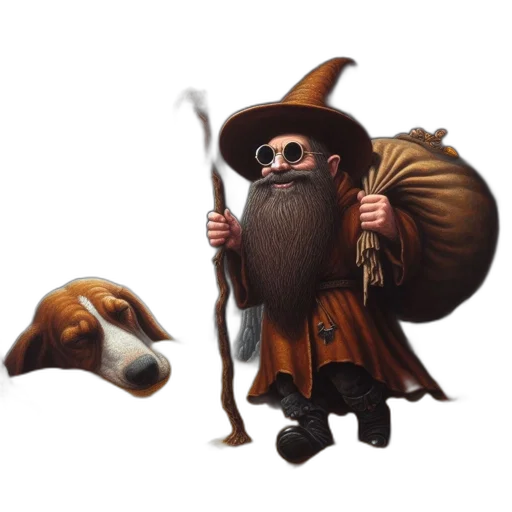 staff, animal, creature, fantasy art, concept art, pixel art, photorealistic, bearded transparent PNG cut-out