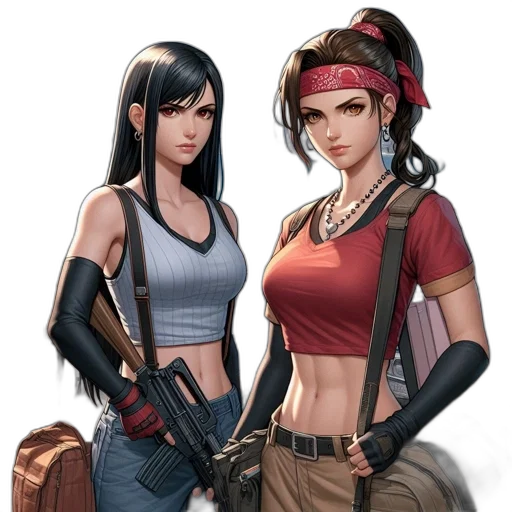 weapon, concept art, comic book art, pixel art, fantasy art, two, female, animated transparent PNG cut-out