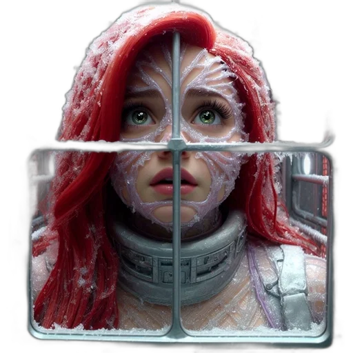 face, mask, robot, creature, concept art, comic book art, cyberpunk, 3d render transparent PNG cut-out