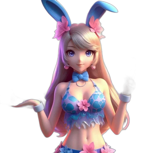 dress, 3d render, anime, vaporwave, concept art, pastel, blue, animated transparent PNG cut-out