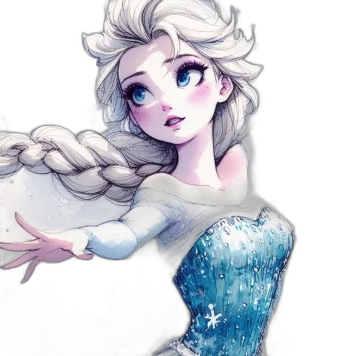 dress, crown, watercolor, fantasy art, concept art, cartoon, underwater, snow transparent PNG cut-out