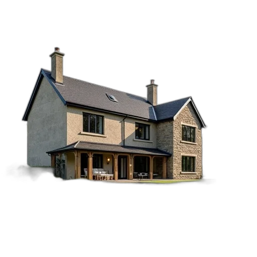 building, 3d render, photorealistic, concept art, bedrooms, detached, house, sale transparent PNG cut-out