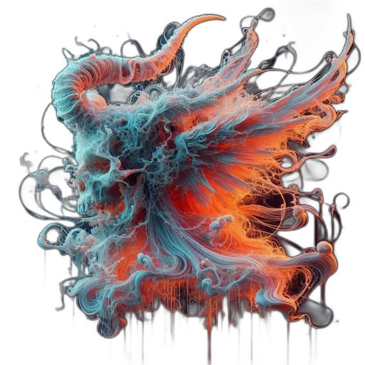 dragon, creature, hair, mask, concept art, fantasy art, photorealistic, 3d render transparent PNG cut-out