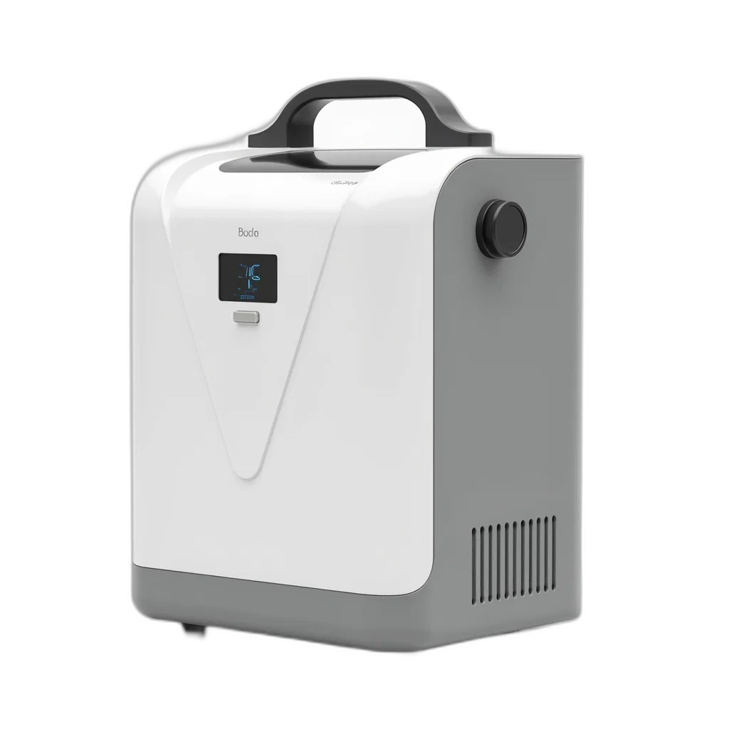 robot, 3d render, photorealistic, white, grey, portable, oxygen, concentrator transparent PNG cut-out
