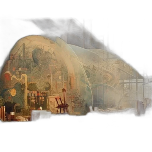 furniture, car, umbrella, concept art, photorealistic, fantasy art, 3d render, fog transparent PNG cut-out