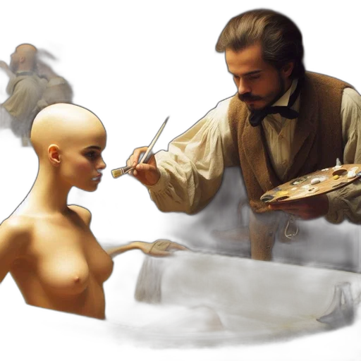 food, hair, concept art, oil painting, photorealistic, fantasy art, fire, fog transparent PNG cut-out