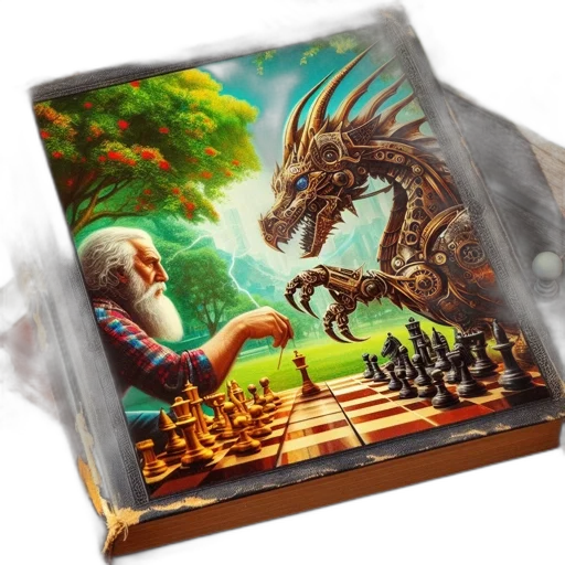 dragon, fantasy art, concept art, fire, forest, elderly, man, plays transparent PNG cut-out