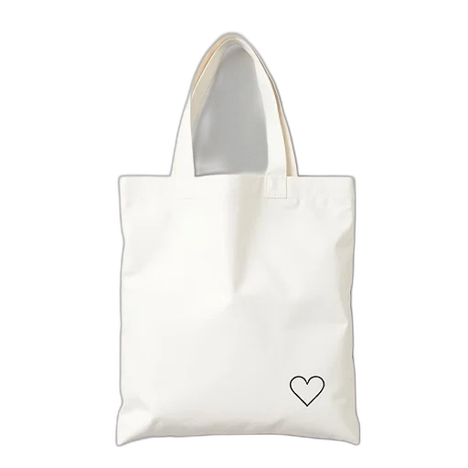 plain, white, tote, bag, simple, design, featuring, small transparent PNG cut-out