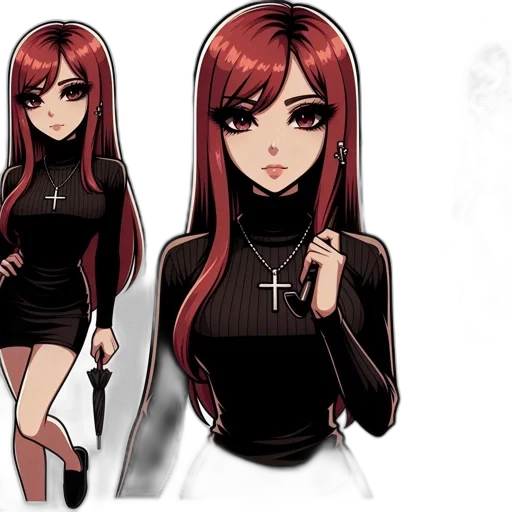 staff, dress, concept art, anime, pixel art, cartoon, dark, monochrome transparent PNG cut-out