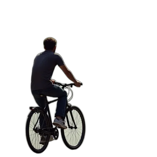3d render, photorealistic, concept art, pixel art, person, riding, bicycle, street transparent PNG cut-out