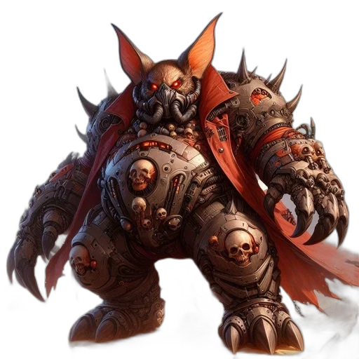 weapon, concept art, fantasy art, giant, armor-clad, rat-faced, machine, stands transparent PNG cut-out