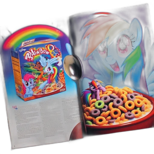 food, rainbow, cereal, box, features, blue, pegasus, mane transparent PNG cut-out