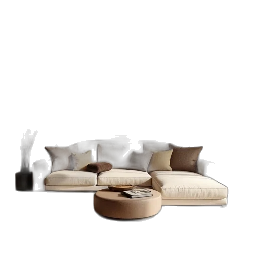 furniture, 3d render, photorealistic, earth tones, monochrome, golden, dark, elegant transparent PNG cut-out