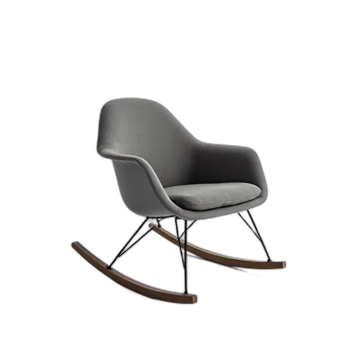 furniture, 3d render, modern, minimalist, rocking, chair, sleek, metal transparent PNG cut-out