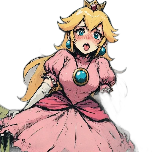 dress, crown, staff, concept art, anime, pixel art, cartoon, pastel transparent PNG cut-out