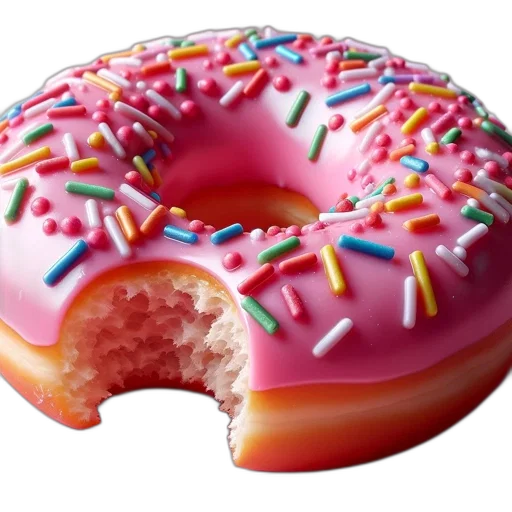 food, weapon, crown, 3d render, photorealistic, vibrant, pink, donut transparent PNG cut-out