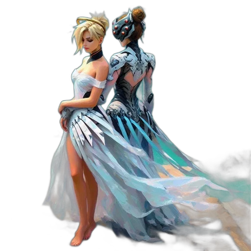 dress, concept art, fantasy art, pixel art, watercolor, underwater, snow, blue transparent PNG cut-out