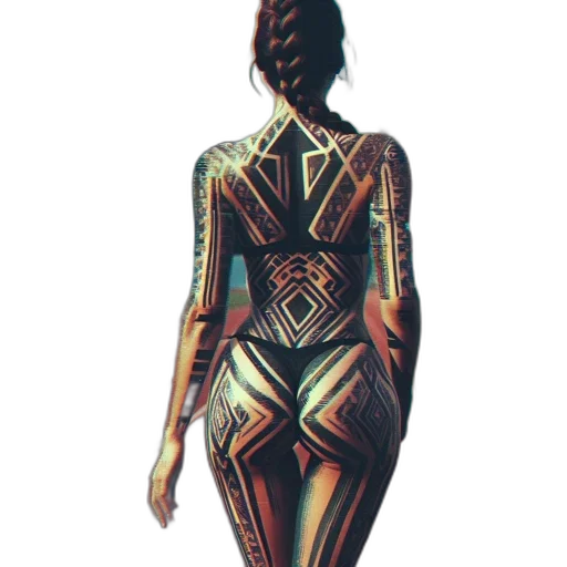 dress, jewelry, robot, staff, concept art, pixel art, 3d render, cyberpunk transparent PNG cut-out