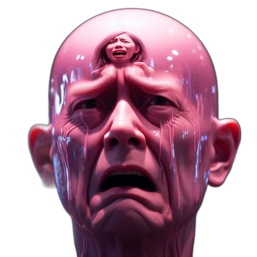 face, mask, creature, robot, concept art, 3d render, photorealistic, vaporwave transparent PNG cut-out