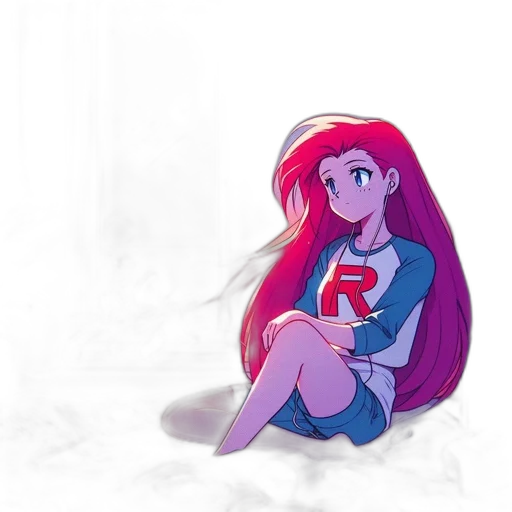 dress, hair, jacket, creature, concept art, vaporwave, anime, pixel art transparent PNG cut-out