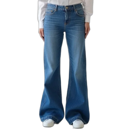 jacket, staff, shoes, 3d render, photorealistic, blue, denim, flared transparent PNG cut-out