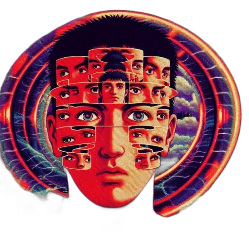 robot, face, mask, crown, cyberpunk, concept art, vaporwave, pixel art transparent PNG cut-out