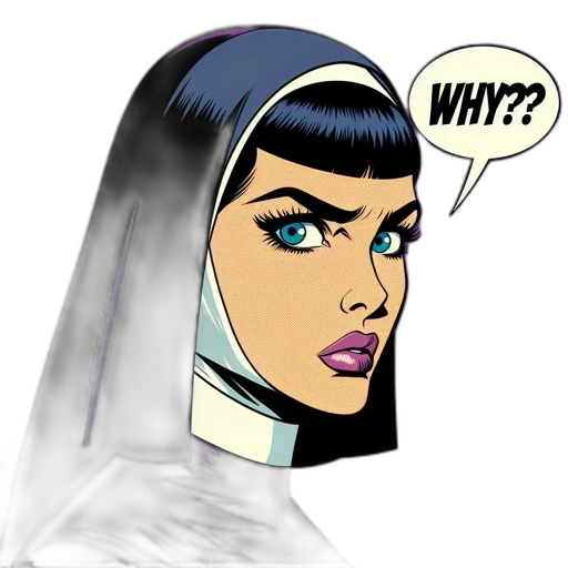 face, comic book art, cartoon, concept art, vibrant, pop-art, woman, wide-open transparent PNG cut-out