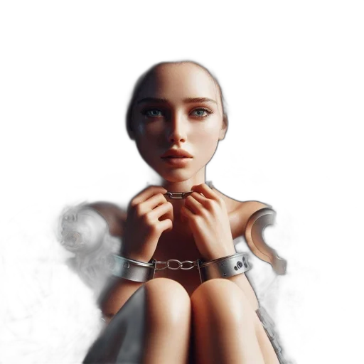 robot, jewelry, dress, face, 3d render, photorealistic, concept art, fantasy art transparent PNG cut-out