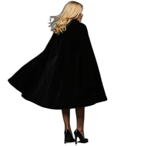 dress, jacket, concept art, dark, blonde, black, cape, wearing transparent PNG cut-out