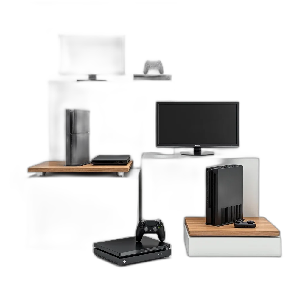 furniture, 3d render, concept art, dark, monochrome, collection, various, electronic transparent PNG cut-out