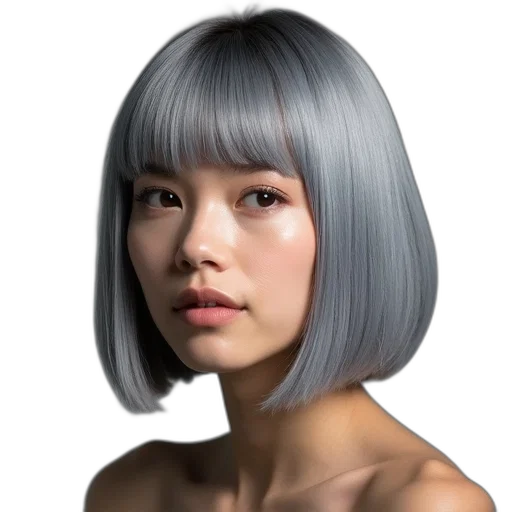 hair, face, robot, hat, photorealistic, 3d render, anime, concept art transparent PNG cut-out