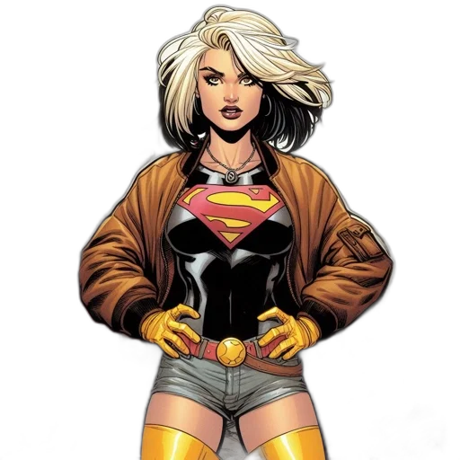 jacket, comic book art, concept art, cartoon, central, female, protagonist, resembling transparent PNG cut-out