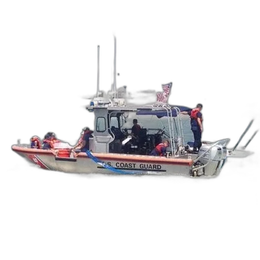coast, guard, boat, several, crew, members, board, navigating transparent PNG cut-out