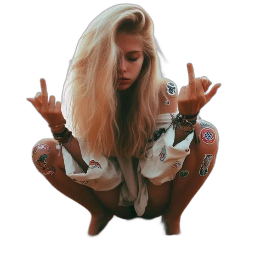 jacket, hair, dress, face, photorealistic, vaporwave, cyberpunk, cartoon transparent PNG cut-out