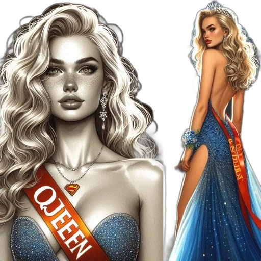 dress, fantasy art, concept art, photorealistic, comic book art, outer space, golden, woman transparent PNG cut-out