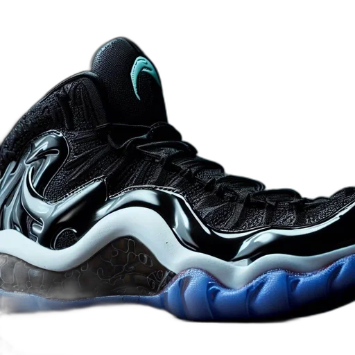 shoes, 3d render, image, highlights, sleek, black, sneaker, featuring transparent PNG cut-out