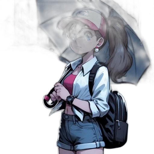 jacket, umbrella, staff, hat, concept art, anime, comic book art, cartoon transparent PNG cut-out