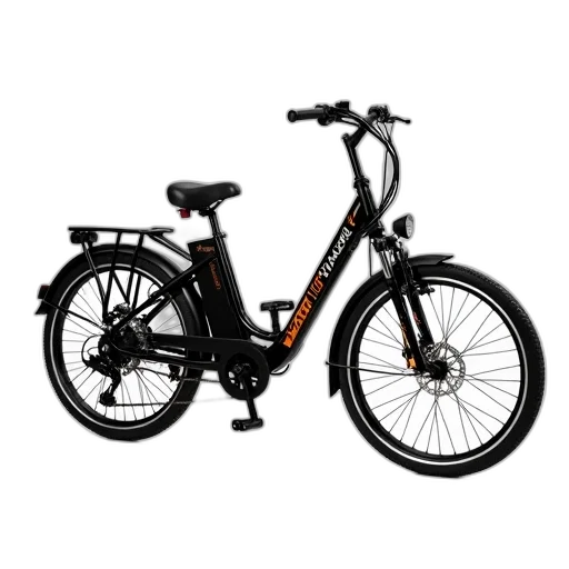 3d render, photorealistic, black, electric, bicycle, large, front, wheel transparent PNG cut-out